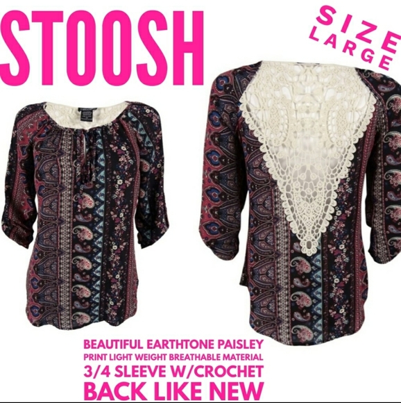 Stoosh Tops - Stoosh Top Size L Paisley High Low Lace Back EUC